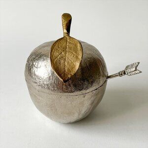 Michael Aram Apple Honey Pot with Spoon Nickelplate